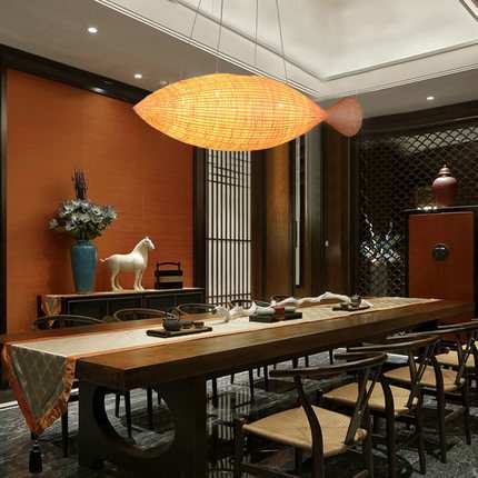 中式餐厅灯竹艺田园火锅店灯具藤艺术灯饰创意咖啡厅竹编吊灯
