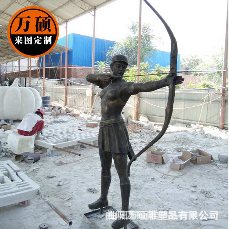 玻璃钢雕塑人物仿铜雕塑击剑人物广场运动员雕像射箭运动员雕塑