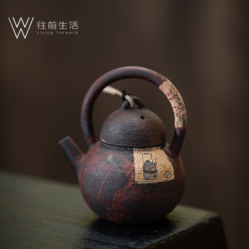 提梁壶一人用红色紫砂泥粉引新款