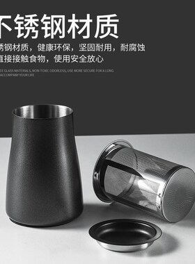 304不锈钢手冲咖啡筛粉器精细过滤细粉罐手摇磨豆机闻香杯接粉器