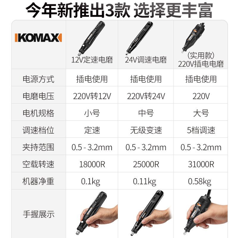 手持电磨机迷你电钻 电动玉雕木雕抛光工具 台湾制配件数显触屏图片