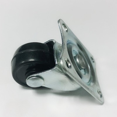 1寸黑橡胶平板万向轮子小轮滑轮实心轱小柜子音箱小脚轮防震静音