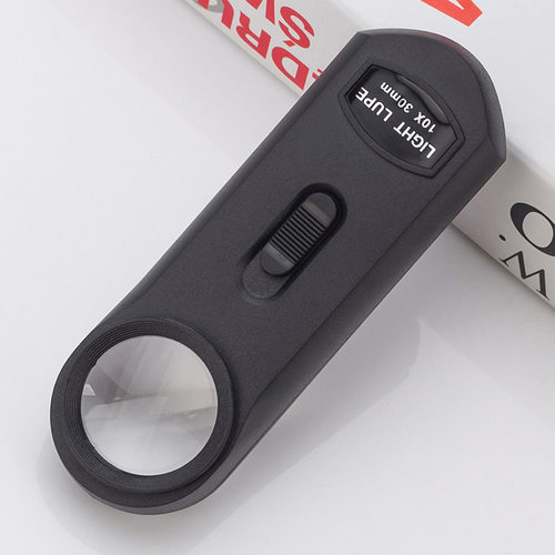 厂家正品10倍30mmLED灯可收缩支架手持式鉴定珠宝船型放大镜 113