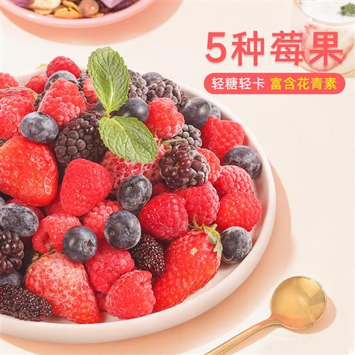 素坊混合每日莓果5种速冰草莓蓝莓树莓桑葚冻水果冷冻干五冻浆果