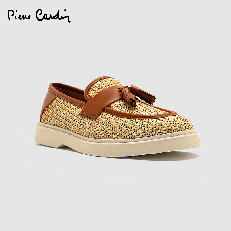 皮尔卡丹复古乐福鞋25新款拉菲草拼接设计圆头休闲透气女鞋皮鞋,女鞋,乐福鞋（豆豆鞋）,淘宝优惠券,粉丝福利购,淘宝优惠卷