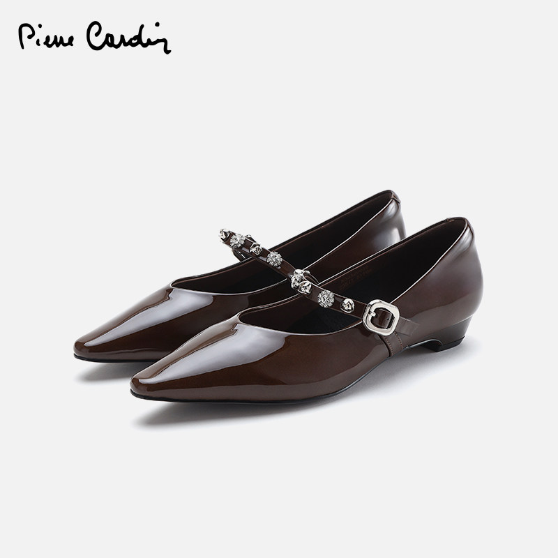 皮尔卡丹女鞋26早春新款法式复古优雅真皮单鞋一字带玛丽珍女鞋,女鞋,玛丽珍鞋,淘宝优惠券,粉丝福利购,淘宝优惠卷