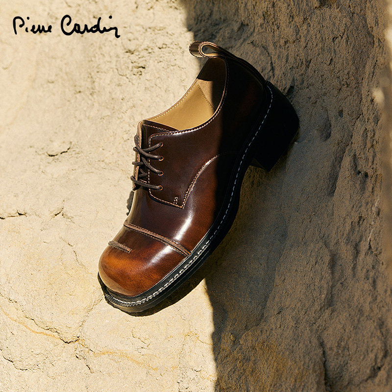 皮尔卡丹复古擦色德比鞋小皮鞋休闲百搭不累脚低跟真皮乐福鞋女鞋,女鞋,深口单鞋,淘宝优惠券,粉丝福利购,淘宝优惠卷