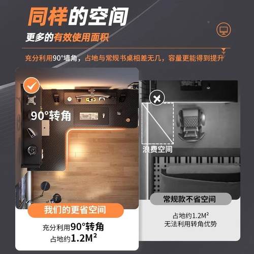 转角电脑桌家用JLJ双电竞桌人书桌式书架卧室台办公桌工作台拐角
