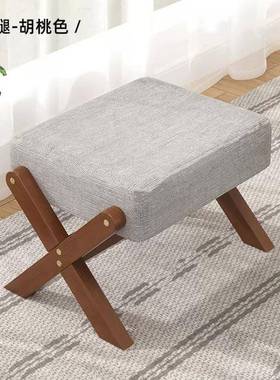 实DHD木换鞋客凳家用入门口矮凳穿鞋厅茶几凳子沙奢发凳布艺轻矮