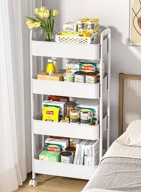 多层金属可置移动厨房储物架带轮书架落地推车收CB20B纳架卫生间