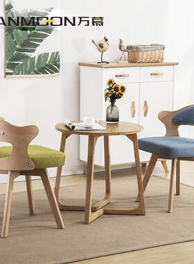 万慕现代约餐旋简转实木台椅子餐厅酒店家用洽阳谈椅VM-4377休闲