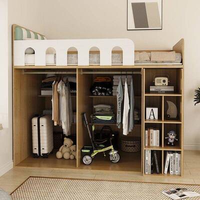 实木储床网红小户型榻物米床衣柜榻一985体卧室省空床间组合高箱