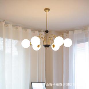 灯法式 轻奢风客厅吊北复古餐厅书房灯欧玻璃中古D20234vintage卧