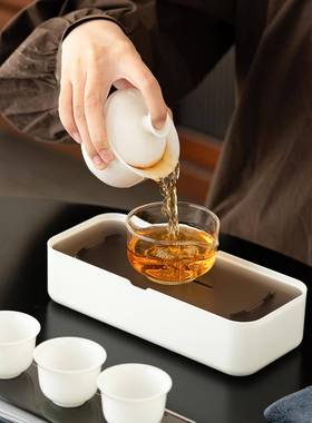 白瓷具旅便行具套装户外快客杯一壶三杯露营泡茶携功茶86777夫茶