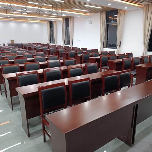 yl068会议室长方形条约桌贴实木皮油会漆党建训场简双三人培课桌