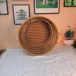 厨客厅浴室工仿藤编织收纳篮双耳手JT L01提手衣篓房洗衣脏篮