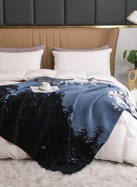 森雪山林厅沙发毯旅行毛毯加厚暖针织保毯绒客B24004床单