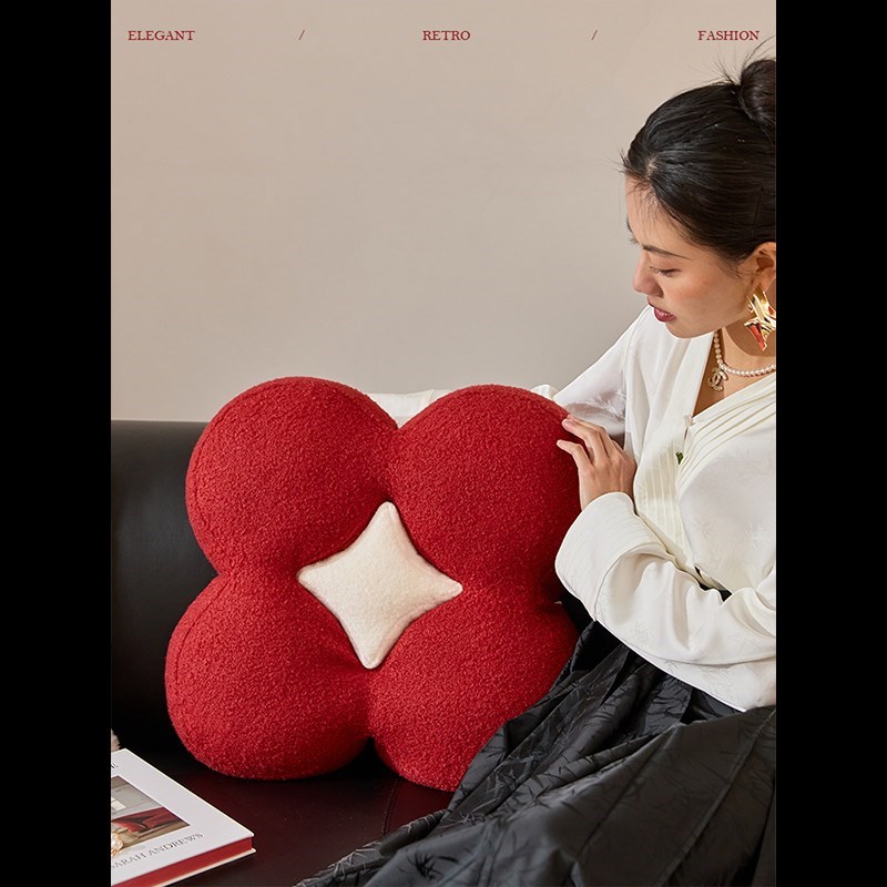 蜡笔派财缠满贯抱枕中式氛围感蛇年沙发靠L垫新年红色喜庆抱枕定