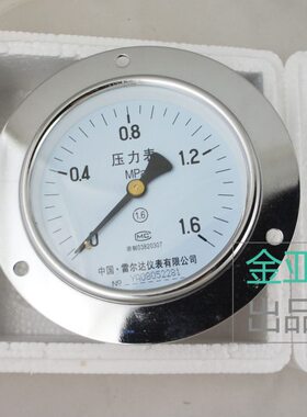 雷尔达轴向带边压力表Y100ZT 1.6/2.5MPA气压水压表真空表锅炉表