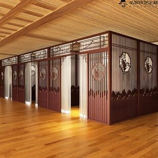 餐厅铁艺卡座包厢屏风隔断饭店火锅店包厢茶楼茶室雅间镂空装饰墙
