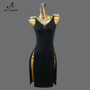 2024新款专业拉丁舞比赛服装练功成人儿童花服演出考级流苏连衣裙