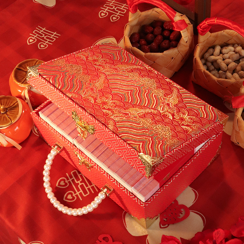 彩礼钱盒子提亲嫁妆订婚结婚陪x嫁礼金箱10万20万现金礼金盒聘金