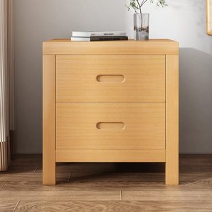 榉木实木床头柜家用卧室床边柜简约现代储物收纳柜迷你小型轻奢