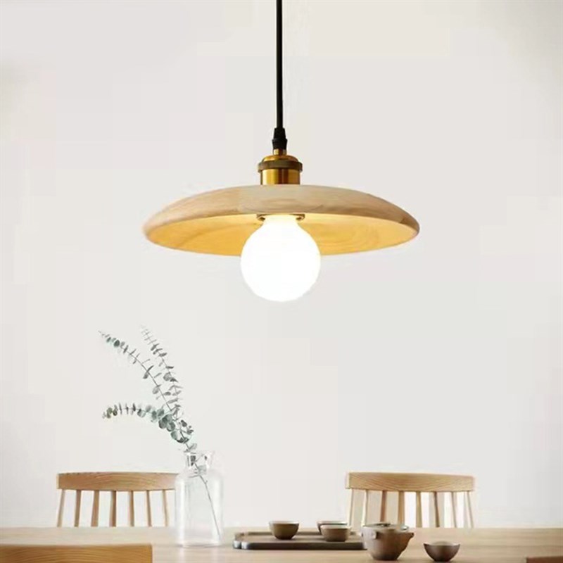 现代简约北欧餐厅吊灯民宿茶室原木卧室床头灯实木日式复古吧台灯