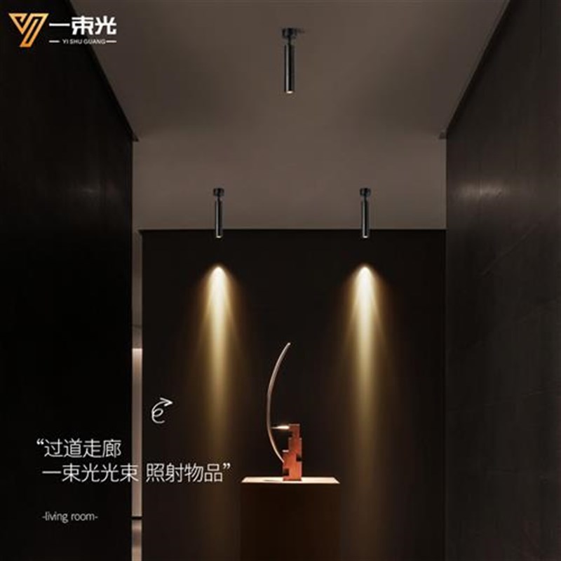 一束光聚光射灯3度光束角明装酒吧清吧餐厅餐桌氛围商铺吸顶轨道