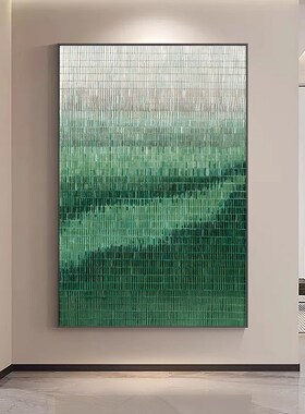 现代抽象玄关装饰画简约客厅沙发背景墙挂画北欧绿色晶瓷入户壁画