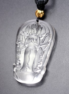 古法琉璃默利支天菩萨摩力男女款吊坠八臂观音佛像挂件饰品