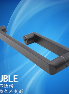 304不锈c钢浴室淋浴房玻璃门拉手黑色雅黑方管加厚移门推拉门L型