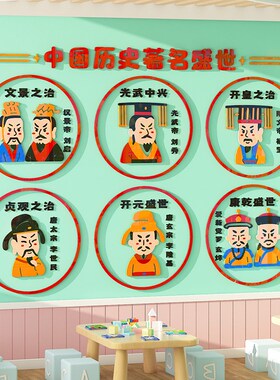 中国传统文化墙贴经典朝代历史典故幼儿园走廊楼道墙面装饰贴纸画