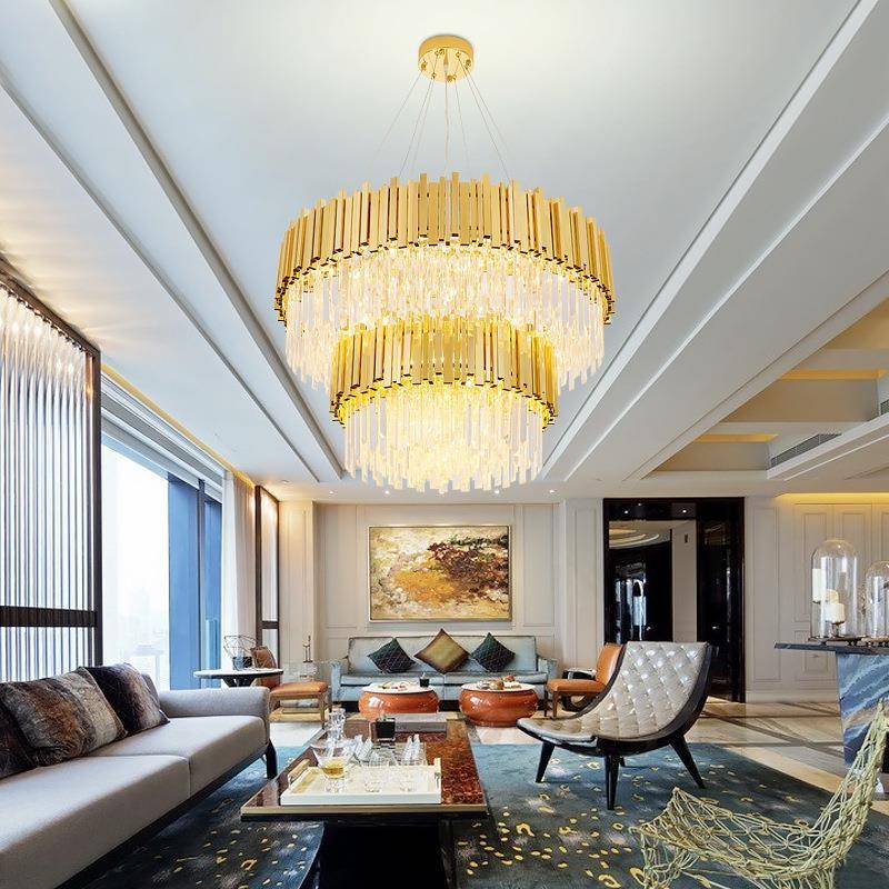 后现代轻奢水晶吊灯欧式简约美式客厅灯卧室餐厅金色套餐组合灯具