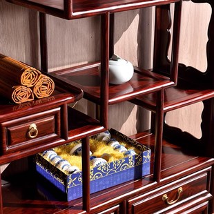 红木家具印尼黑酸枝博古架阔叶黄檀展示架多宝阁古W董架子隔断柜