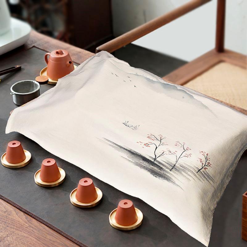 手绘中式茶具茶盘盖布国