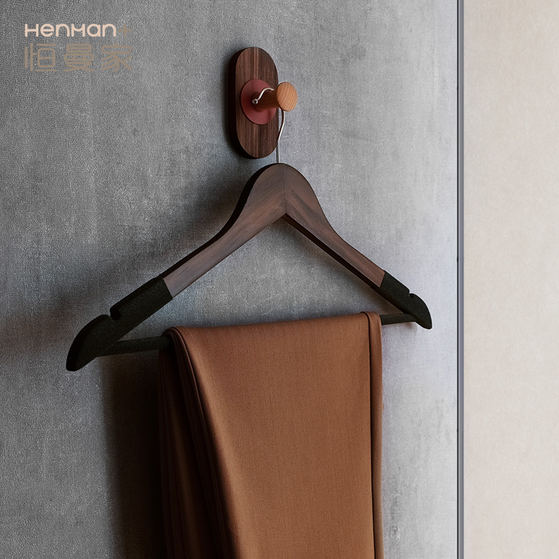 植绒衣架实木防滑无痕家用木质衣撑子衣柜收M纳服装店木头挂衣衣