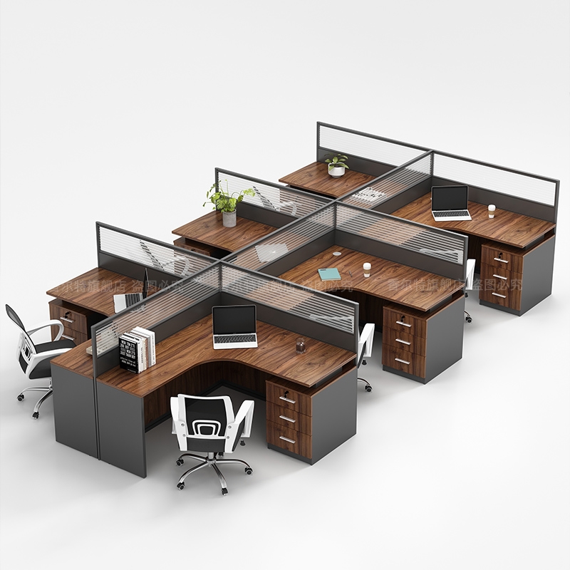 职员办公桌简约现代4/6人工位桌屏风卡K座办公室桌椅组合办公家具