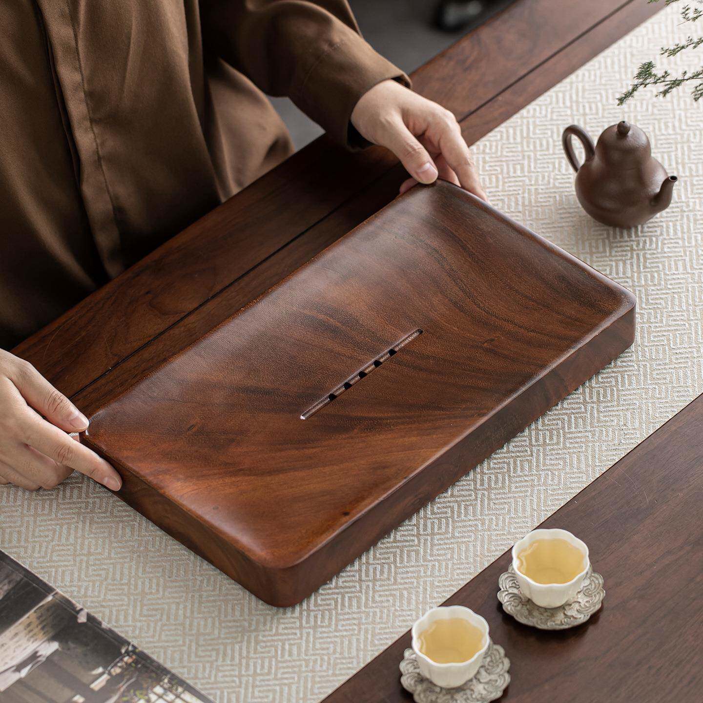 胡5桃木茶0茶盘小型A8626干泡台实木小台储水沥水22新款家用茶托