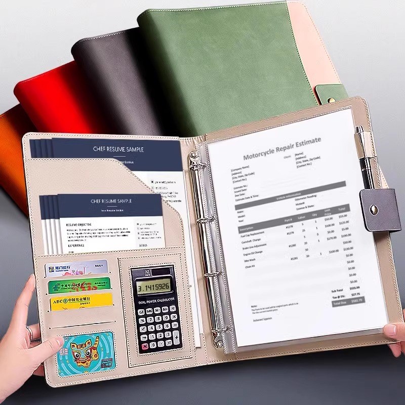 A4文件夹透明插页经理夹商务多功能销售谈单夹公文包带计算器资料
