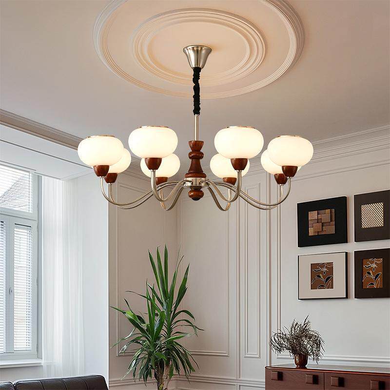 法式客厅灯吊灯中古实厅木卧室美式复古餐魔71865主灯新中式豆衣