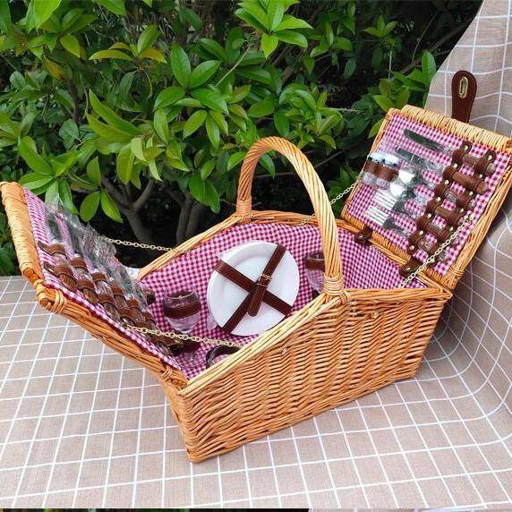 新款户外野餐家用收纳筐柳编藤编野餐篮4人水果牛排蔬菜筐带餐具,畜牧/养殖物资,畜牧/养殖器械,淘宝优惠券,粉丝福利购,淘宝优惠卷