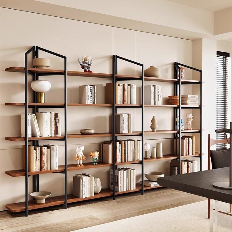 简约现代实木落地书架客厅办公置物隔断储物架家用物品收纳展示架