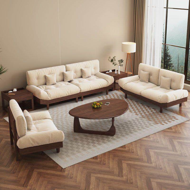 云朵沙发茶几组合现代简约日式原木风客厅家用全实木沙发出租屋