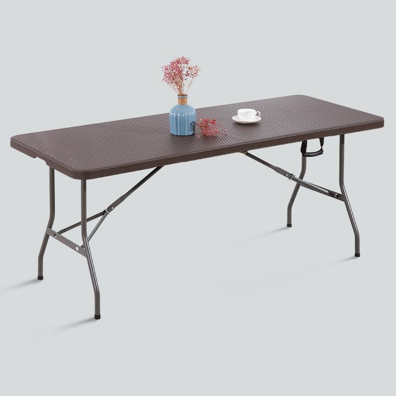 户外可折叠休闲仿藤桌椅组合简约现代长桌椅防水露庭院餐桌椅