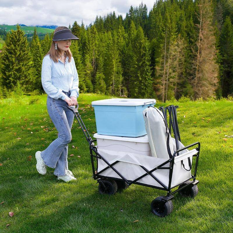 户外露营推车折叠聚拢野餐车野营手推车桌板摆摊小推车营地拖车