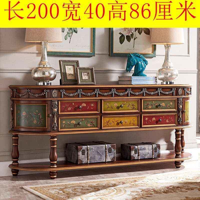 欧式长玄关景台实木美式边玄关桌端台墙走廊9004222桌沙发靠后背