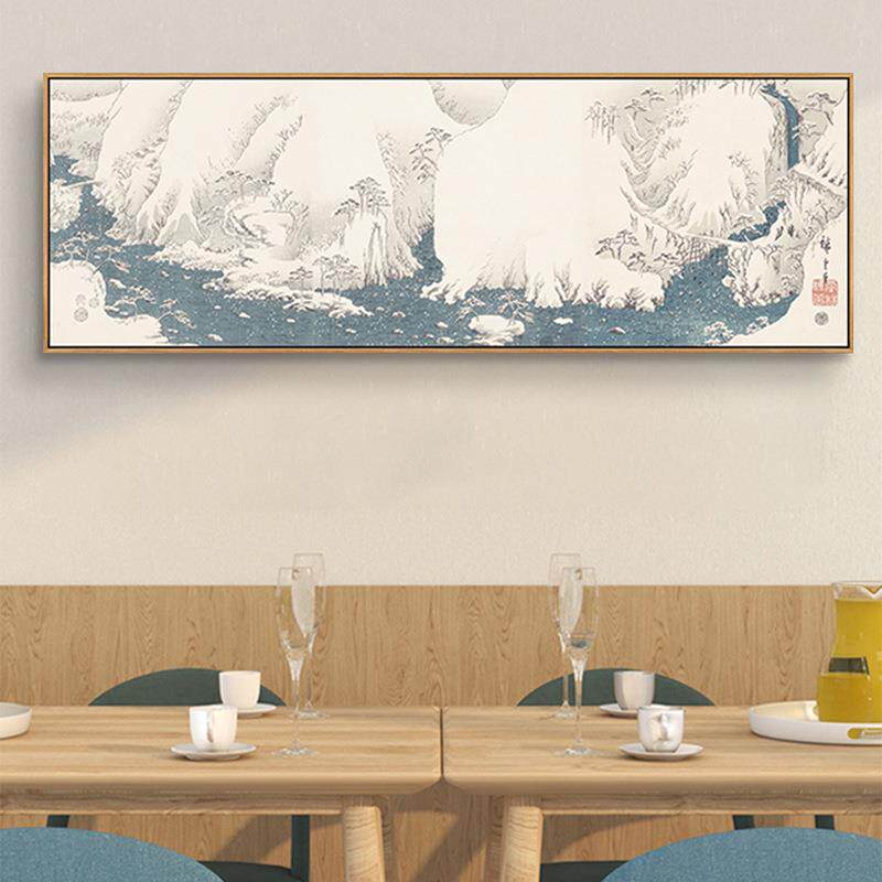日式原木风格QZ202109日世富店士山挂画浮绘餐厅客厅装饰画和风料