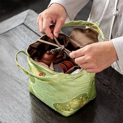 茶包具布收纳旅事行便携茶道包加厚手SND-38提布袋简约纯色蓝色提