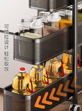 厨房夹缝置物柜极窄F98TH95S缝隙收纳多层冰箱侧面抽架柜拉果蔬小